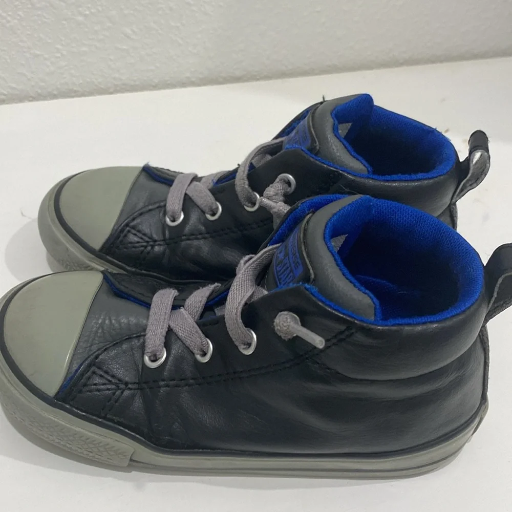 Converse All Star Hi Top Sneakers, Black/Gray, Leather, US Size 10
